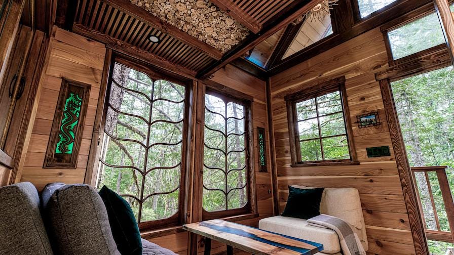 Cabin in British Columbia with unique windows