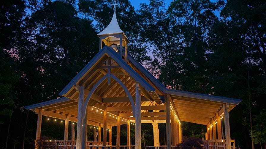 Crockett Creek Crossing Farm Chapel at night